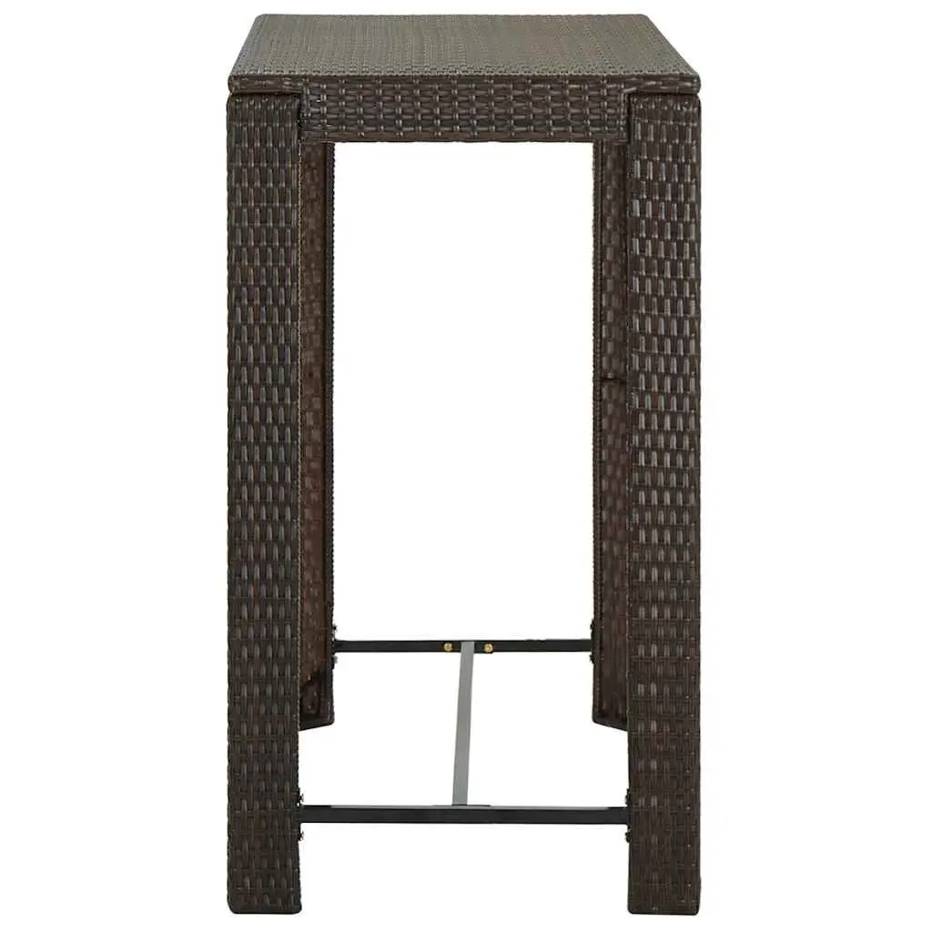 Bar Table Powder-coated Steel PE Rattan Brown 100L x 60.5W x 110.5H cm