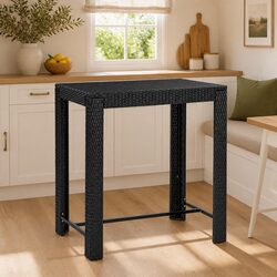 Bar Table Black Outdoor Garden Patio Furniture PE Rattan Steel Frame High Top