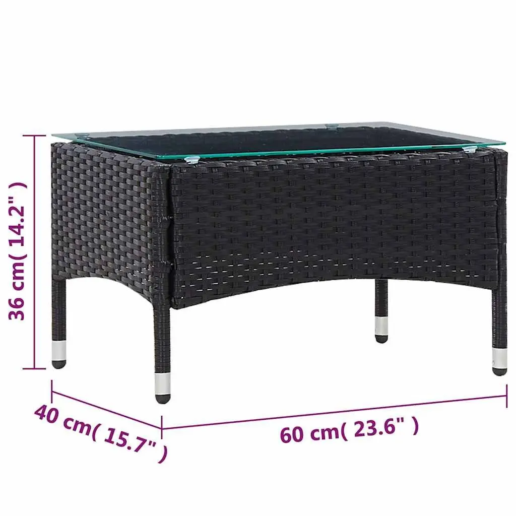 Garden Lounge Set PE Rattan 4 Piece Black Outdoor Patio Furniture Sofa Table Cushions
