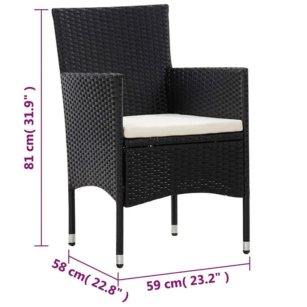 Garden Lounge Set PE Rattan 4 Piece Black Outdoor Patio Furniture Sofa Table Cushions