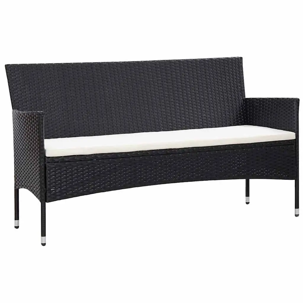 Garden Lounge Set PE Rattan 4 Piece Black Outdoor Patio Furniture Sofa Table Cushions