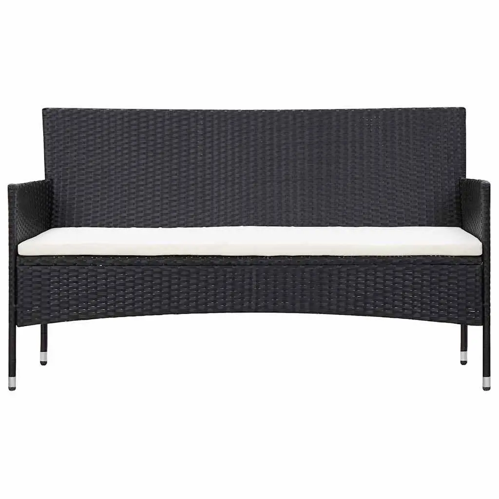 Garden Lounge Set PE Rattan 4 Piece Black Outdoor Patio Furniture Sofa Table Cushions