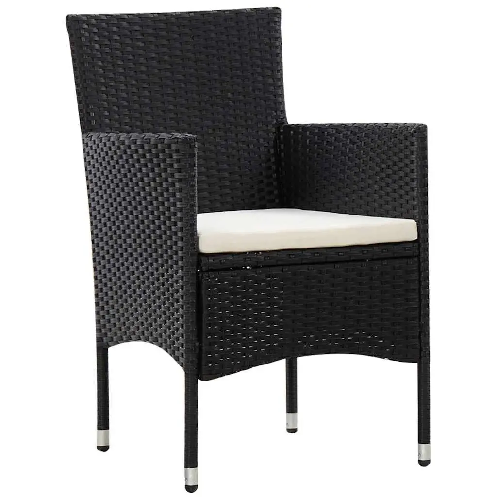Garden Lounge Set PE Rattan 4 Piece Black Outdoor Patio Furniture Sofa Table Cushions