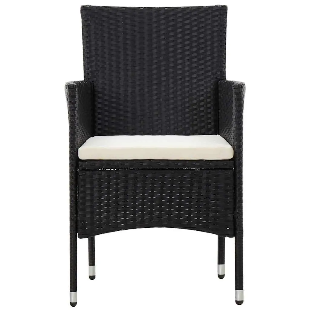 Garden Lounge Set PE Rattan 4 Piece Black Outdoor Patio Furniture Sofa Table Cushions