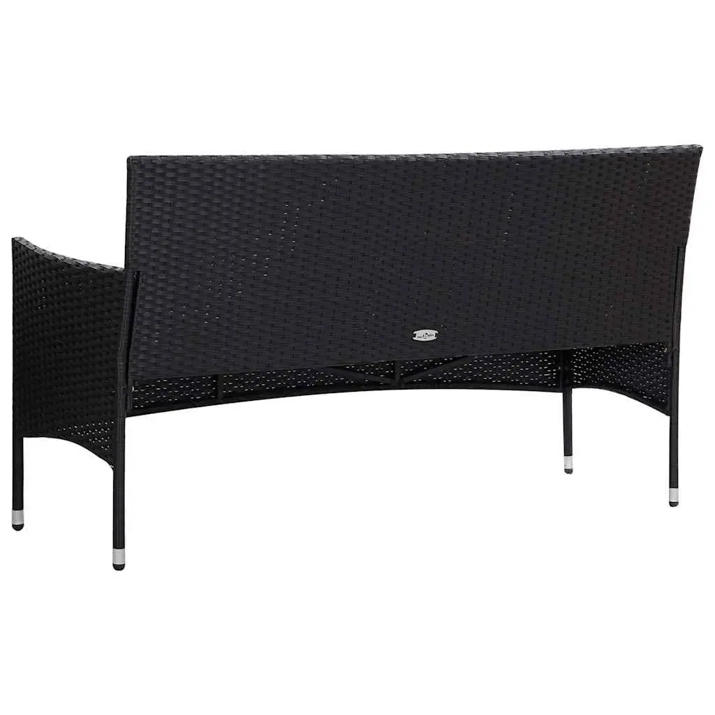 Garden Lounge Set PE Rattan 4 Piece Black Outdoor Patio Furniture Sofa Table Cushions