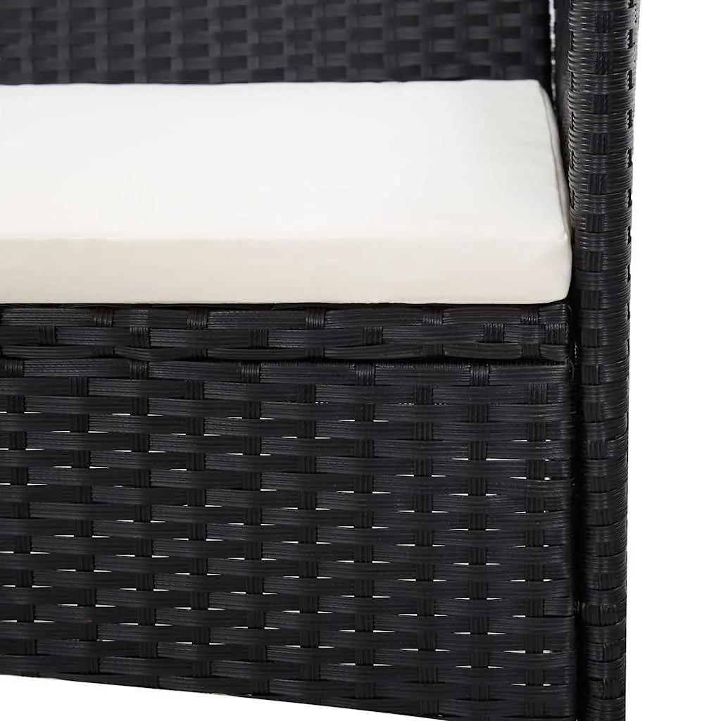 Garden Lounge Set PE Rattan 4 Piece Black Outdoor Patio Furniture Sofa Table Cushions