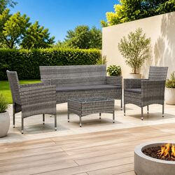 Premium 4-Piece Poly Rattan Garden Lounge Set