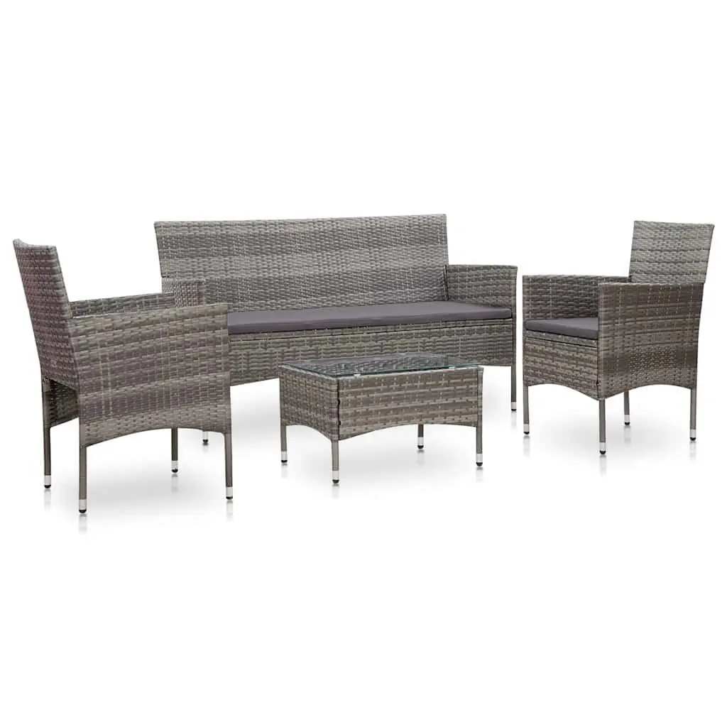 4-Piece Poly Rattan Garden Lounge Set