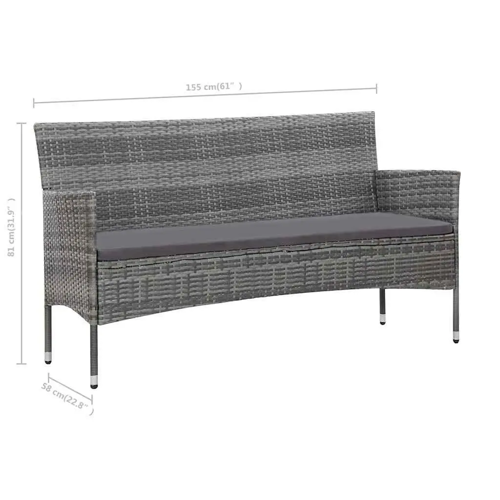 4-Piece Poly Rattan Garden Lounge Set