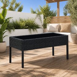 Black Garden Table for Outdoor Patio Dining 75x40x37cm