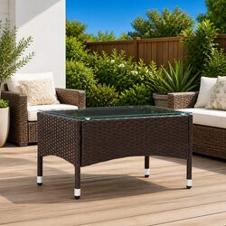 Stylish Brown Poly Rattan Outdoor Coffee Table