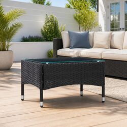 Durable Black Rattan Outdoor Coffee Table for Your Garden