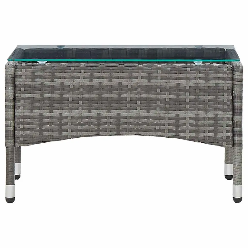 Outdoor Coffee Table Grey Poly Rattan Garden Side End Table Weather Resistant