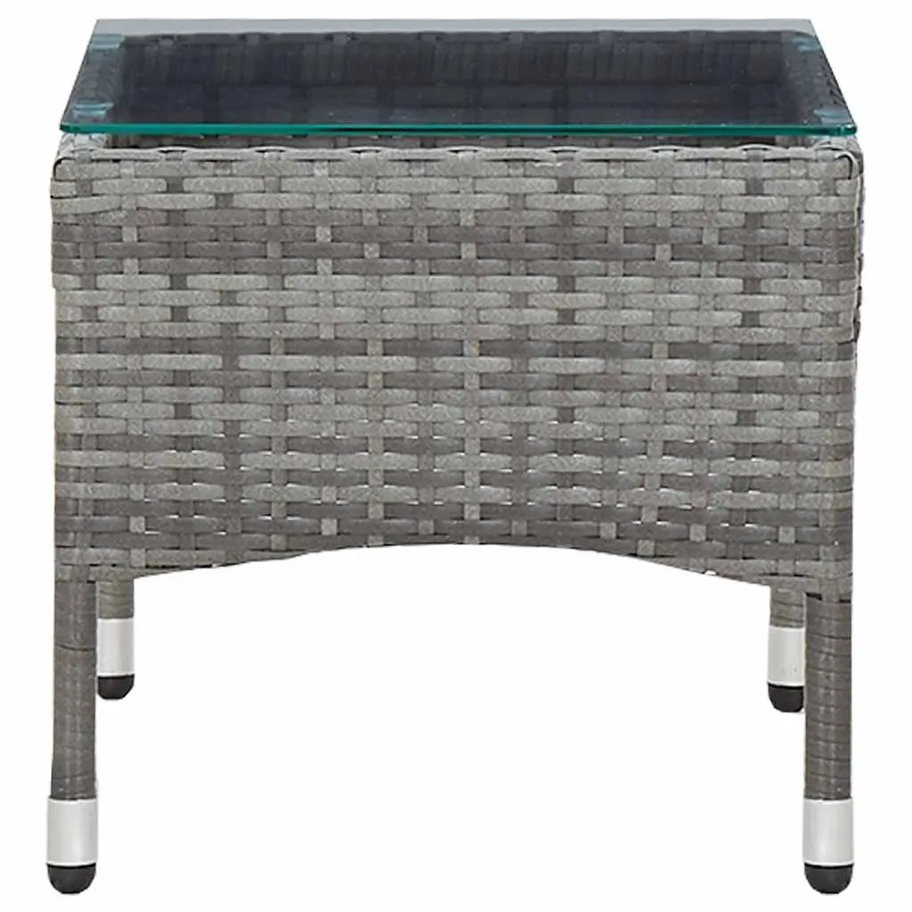 Outdoor Coffee Table Grey Poly Rattan Garden Side End Table Weather Resistant