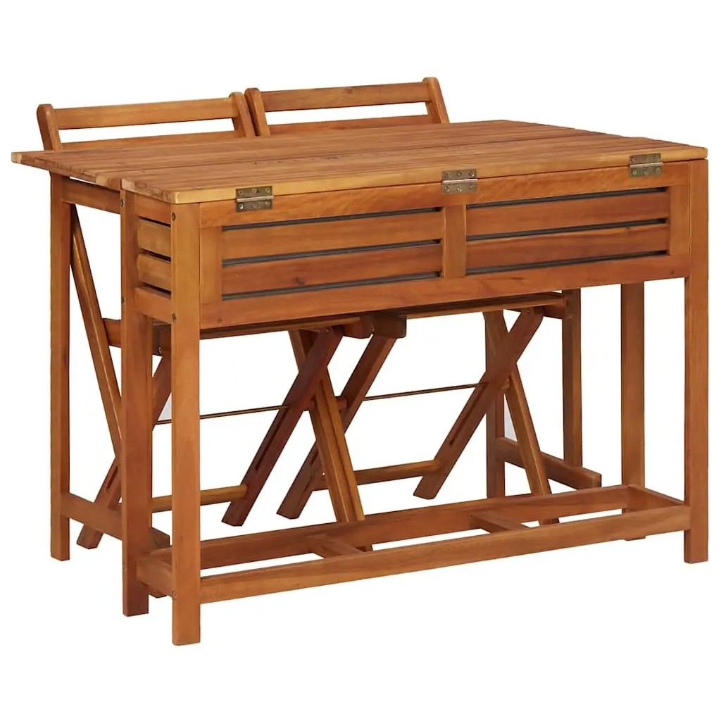 Garden Planter Table with 2 Folding Bistro Chairs