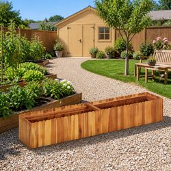 150x30x25 cm Wooden Raised Garden Bed for Outdoor Use