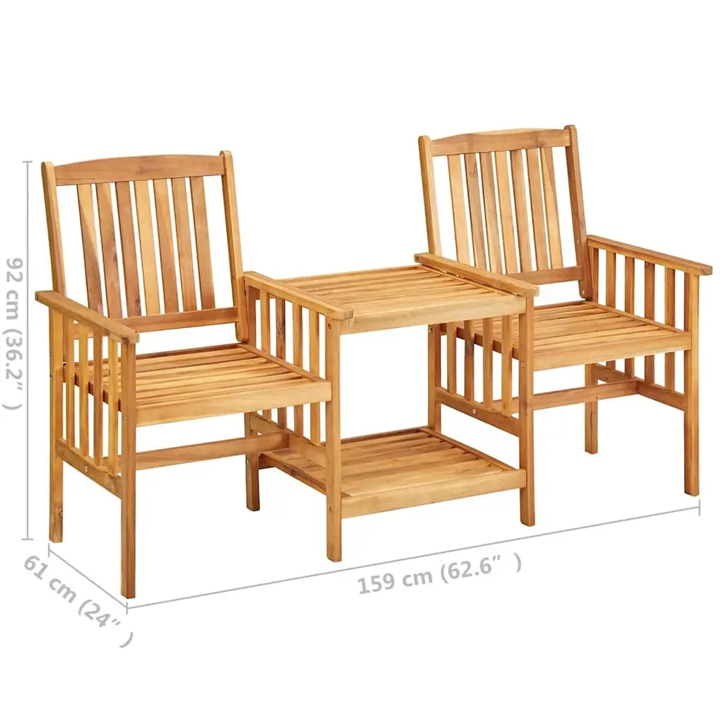 Outdoor Patio Bistro Set with 2 Chairs and Tea Table