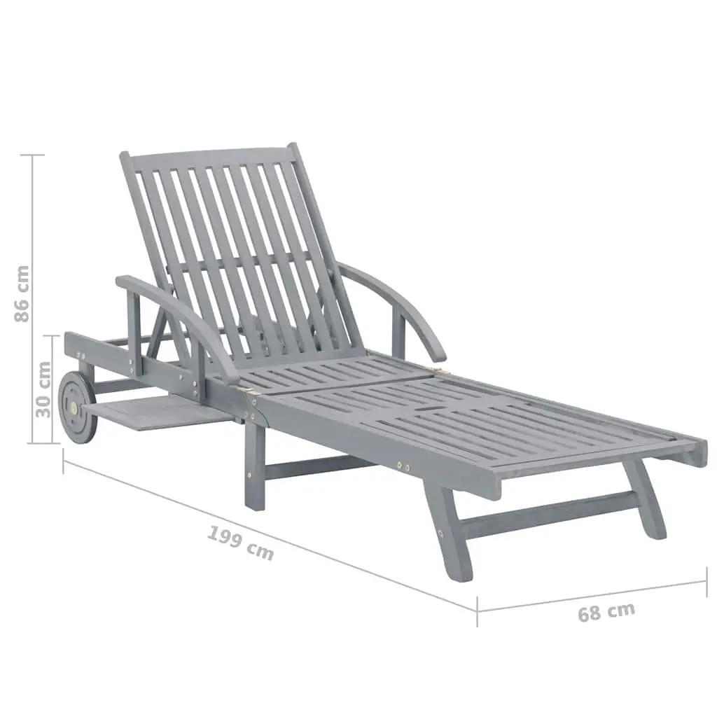 Grey Wooden Sun Lounger for Outdoor Relaxation