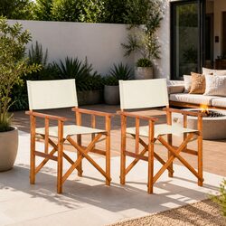 Folding Wooden Director's Chairs Set for Outdoor Use