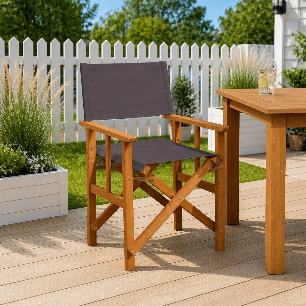 Folding Director's Chairs 2 Pack in Durable Brown Wood