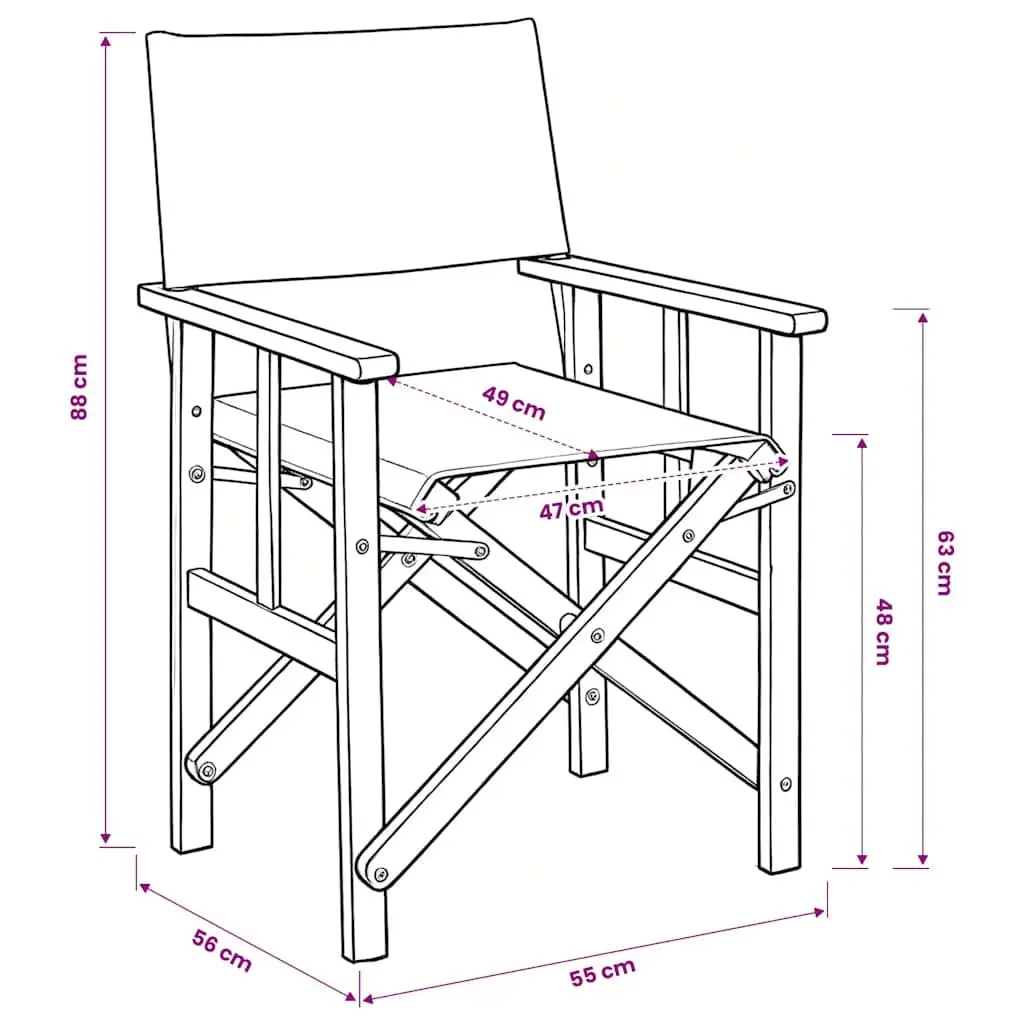 Folding Director's Chairs 2 Pack in Durable Brown Wood