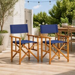 Set of 2 Durable Folding Director's Chairs in Blue