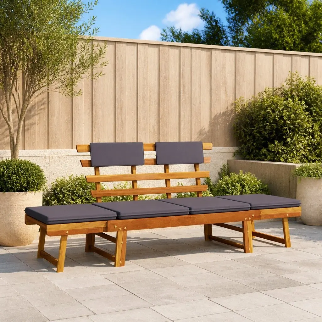 190cm Convertible Garden Daybed Bench with Cushions