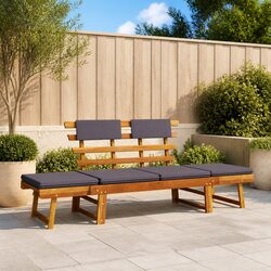190cm Convertible Garden Daybed Bench with Cushions
