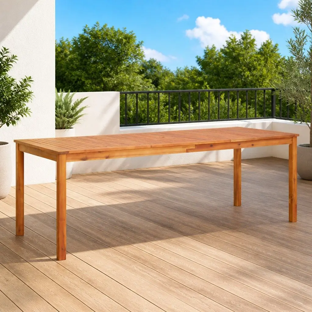Solid Acacia Wood Outdoor Dining Table 215x90x74cm
