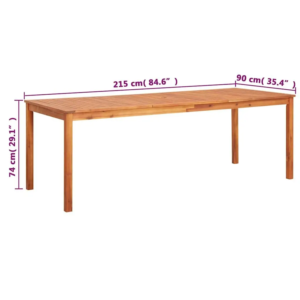 Solid Acacia Wood Outdoor Dining Table 215x90x74cm