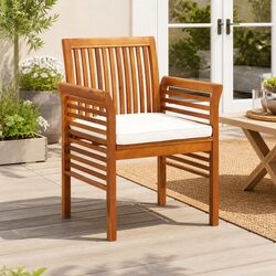 Stylish Brown Acacia Wood Outdoor Dining Chair with Cushion