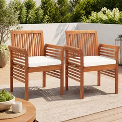 Acacia Wood Outdoor Dining Chairs 2 Piece Set