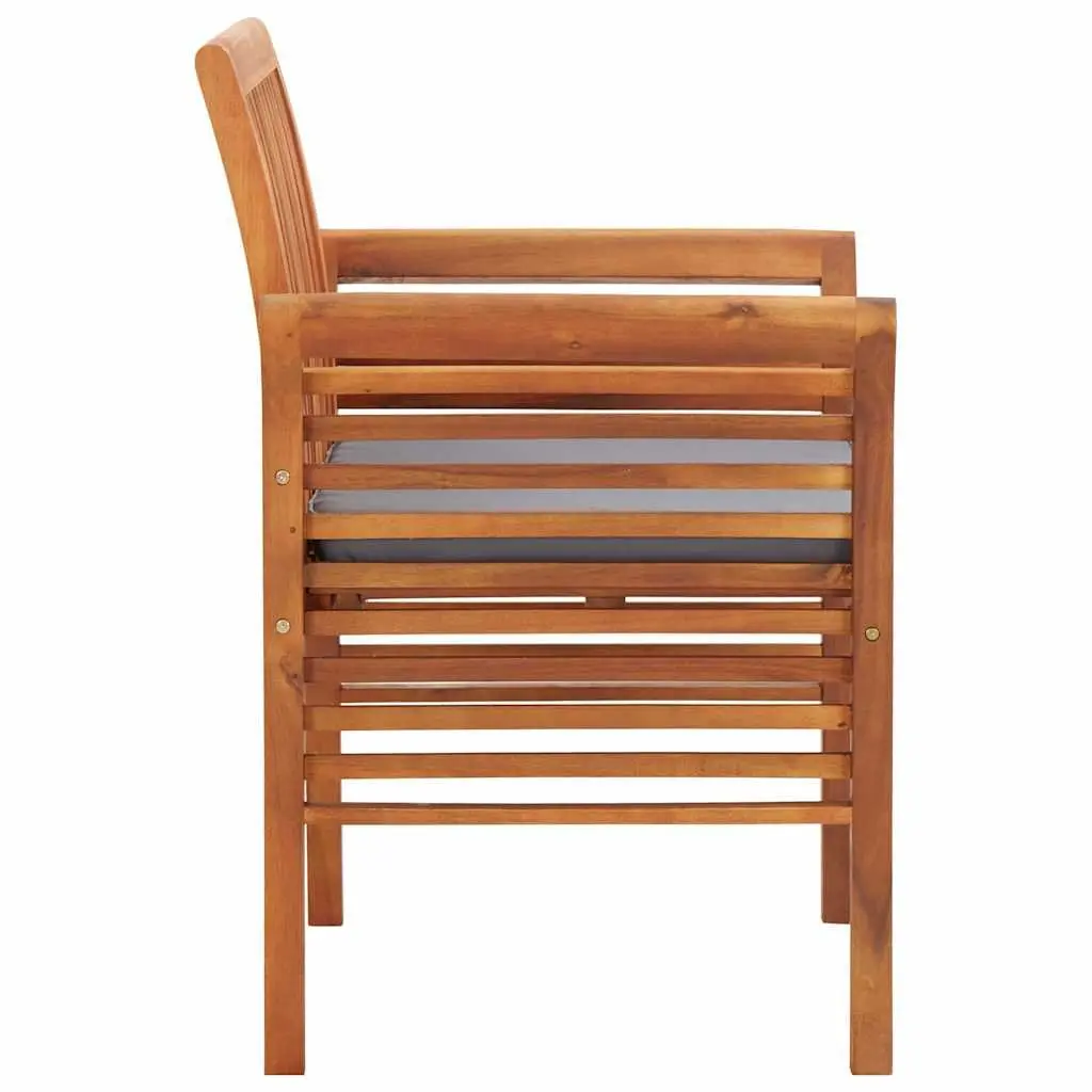 Outdoor Dining Chairs Acacia Wood Frame Brown 2 Piece