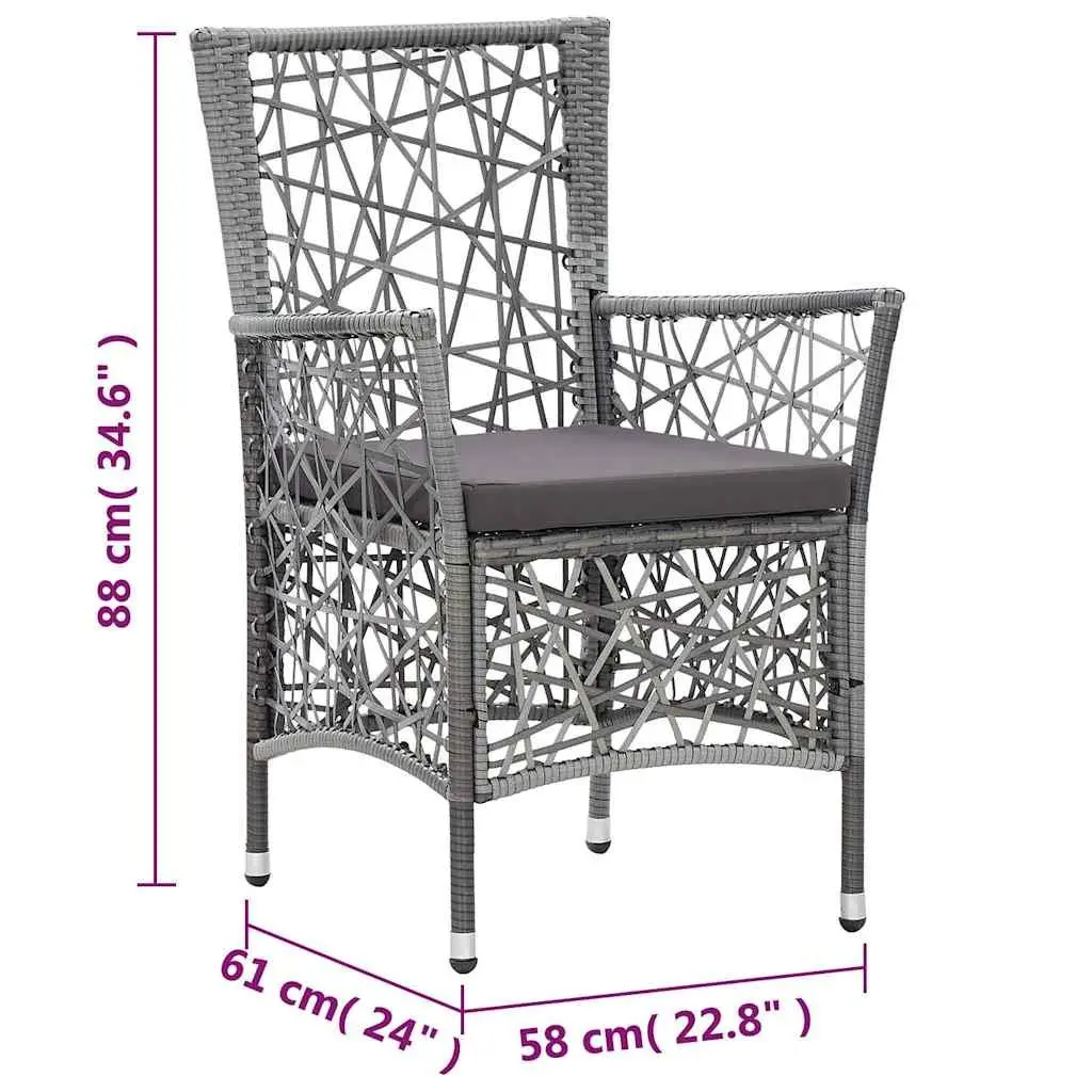 9 Piece Outdoor Dining Set Grey PE Rattan Garden Furniture Table Chairs