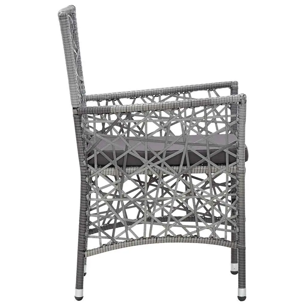 9 Piece Outdoor Dining Set Grey PE Rattan Garden Furniture Table Chairs