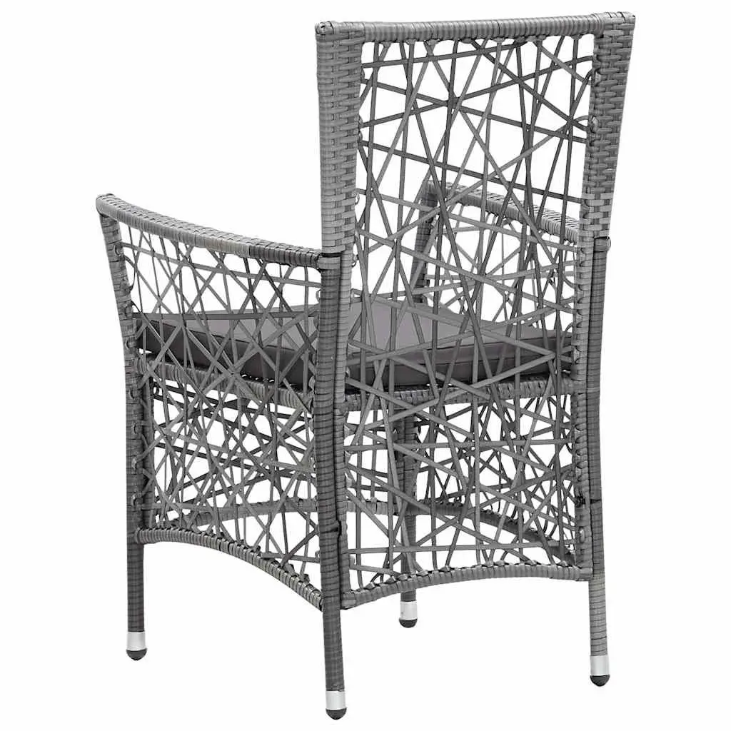 Grey Poly Rattan Garden Chairs Set with Cushions