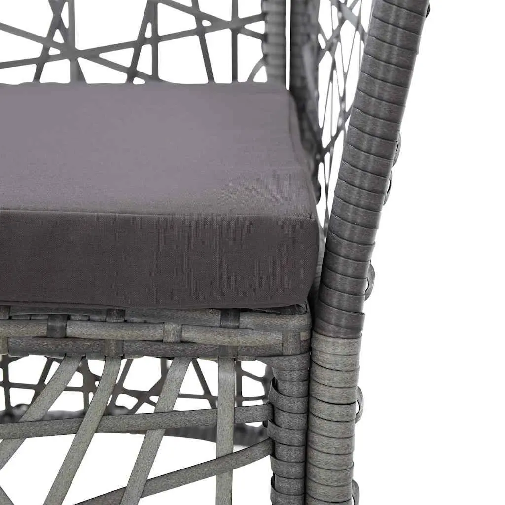 Grey Poly Rattan Garden Chairs Set with Cushions