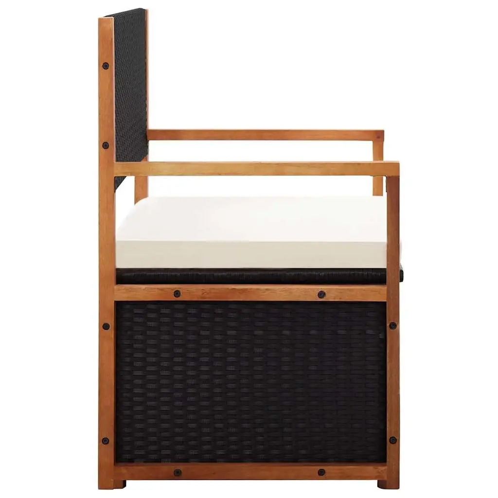 Black Poly Rattan Outdoor Storage Bench 115cm