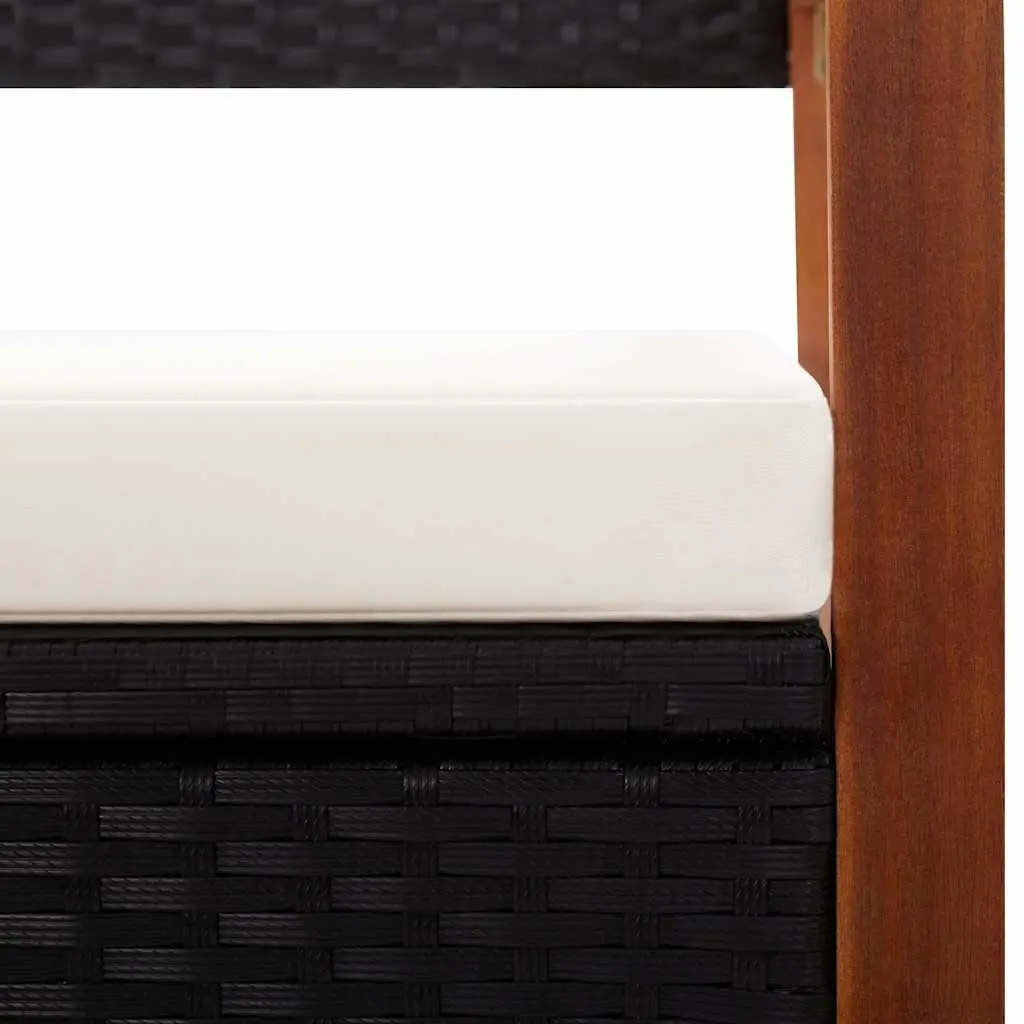 Black Poly Rattan Outdoor Storage Bench 115cm