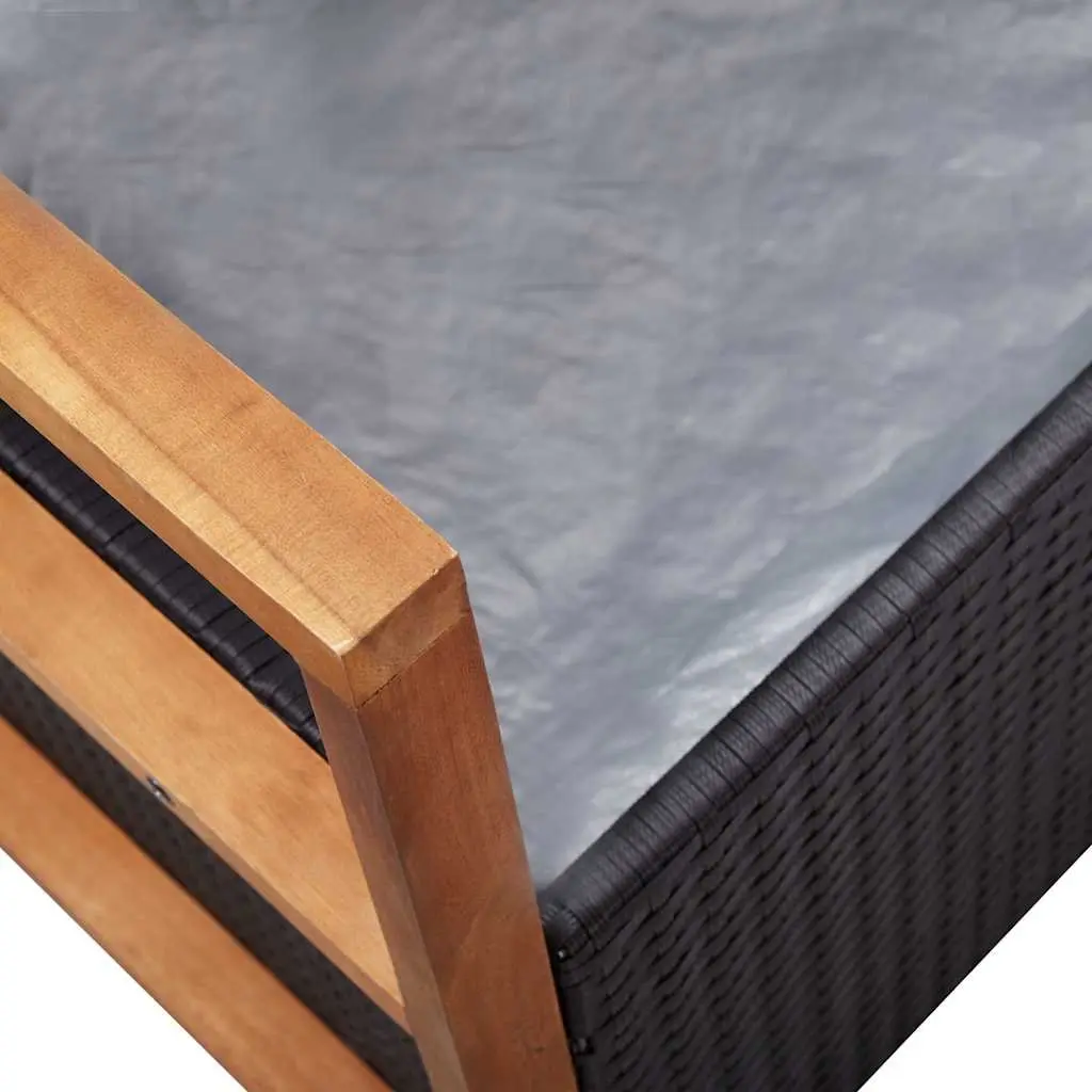 Black Poly Rattan Outdoor Storage Bench 115cm