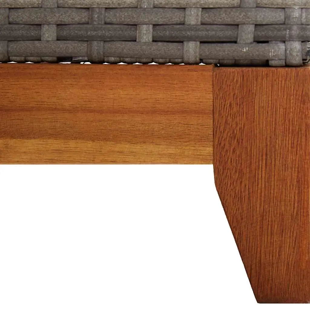 Sun Lounger Powder-coated Steel Solid Acacia Wood Weather-resistant PE Rattan Grey
