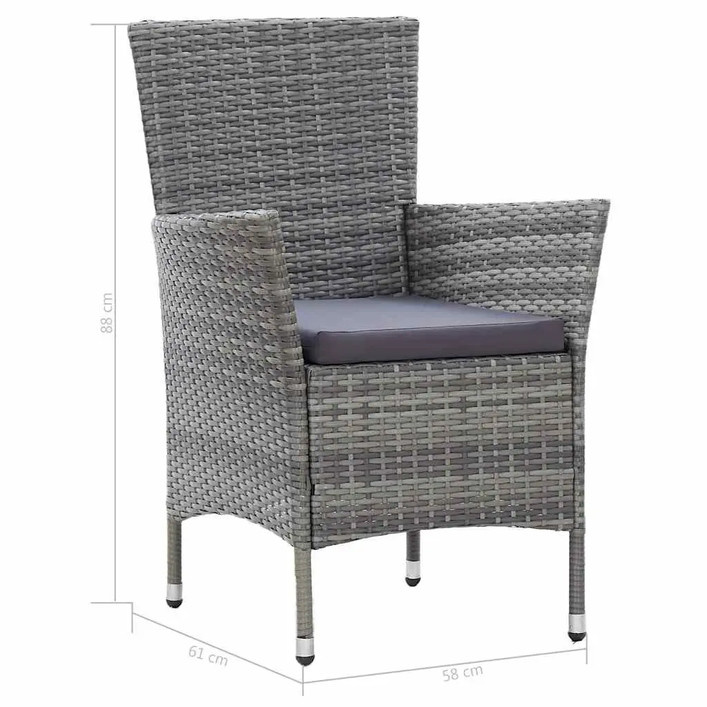 Outdoor Dining Set Poly Rattan 5 Piece Garden Patio Furniture with Cushions Grey