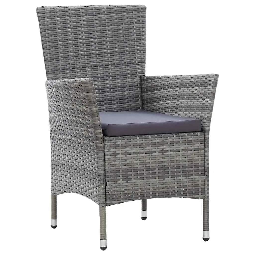 Outdoor Dining Set Poly Rattan 5 Piece Garden Patio Furniture with Cushions Grey