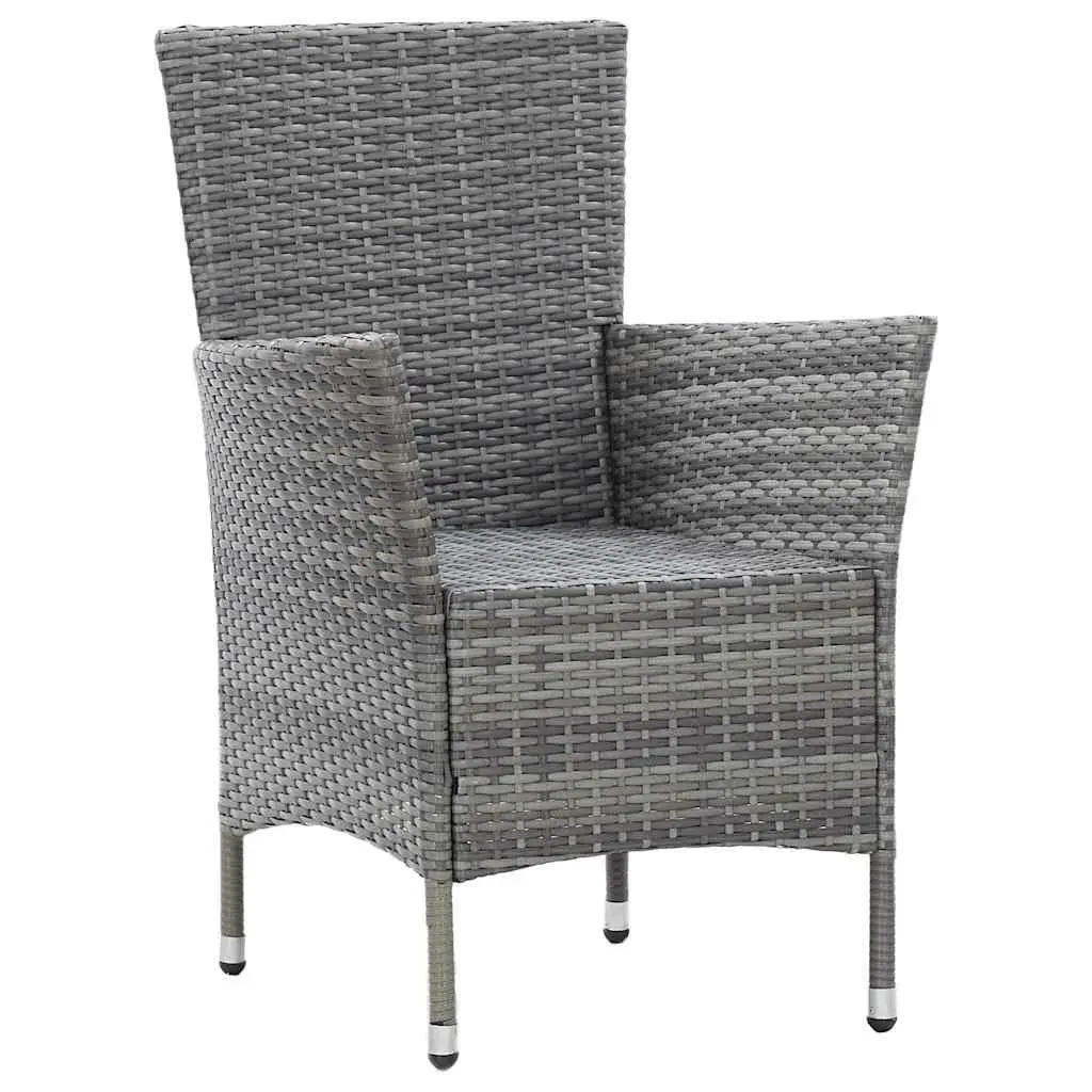 Outdoor Dining Set Poly Rattan 5 Piece Garden Patio Furniture with Cushions Grey