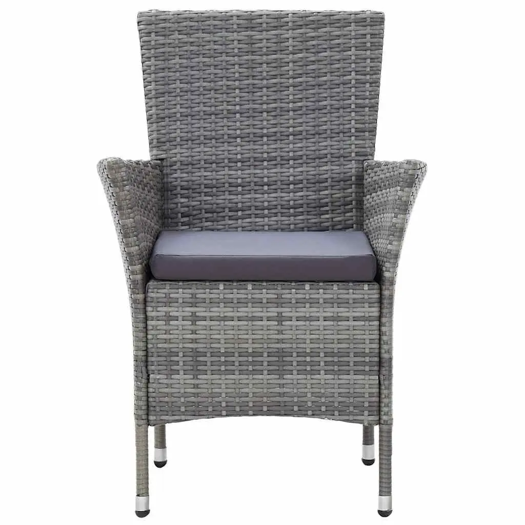 Outdoor Dining Set Poly Rattan 5 Piece Garden Patio Furniture with Cushions Grey