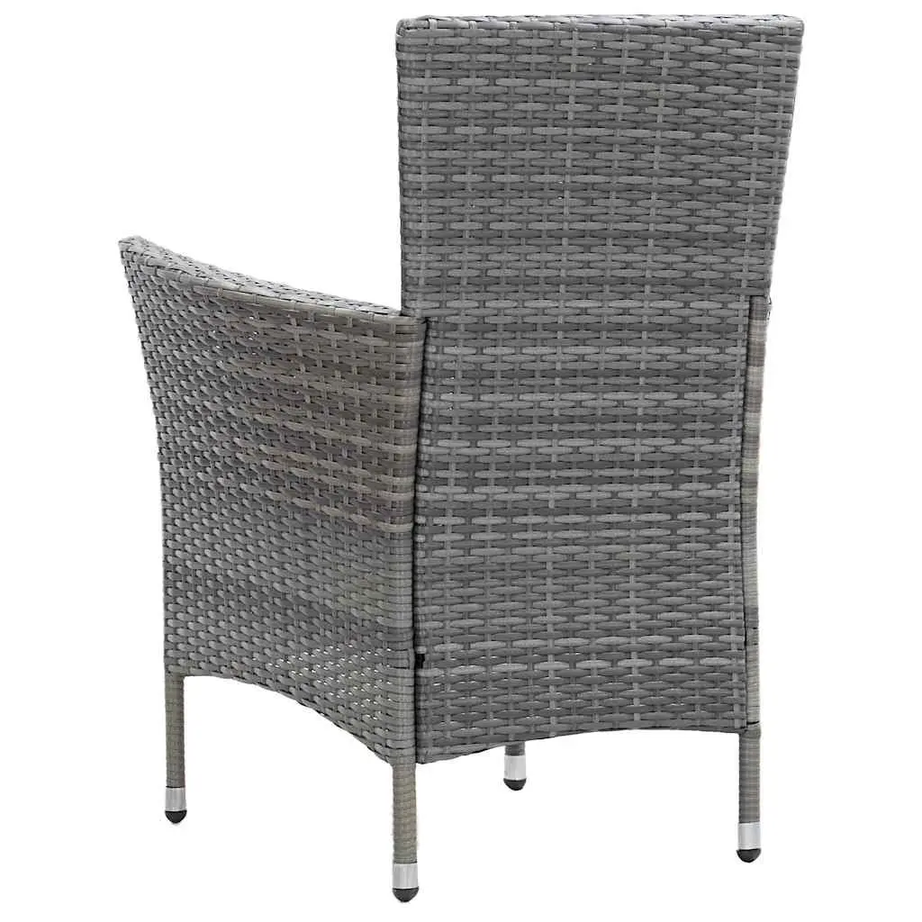 Outdoor Dining Set Poly Rattan 5 Piece Garden Patio Furniture with Cushions Grey