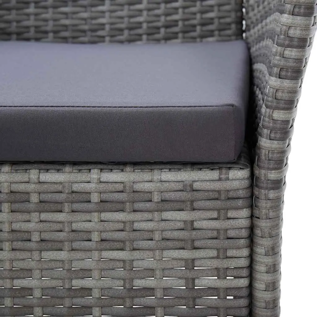 Outdoor Dining Set Poly Rattan 5 Piece Garden Patio Furniture with Cushions Grey