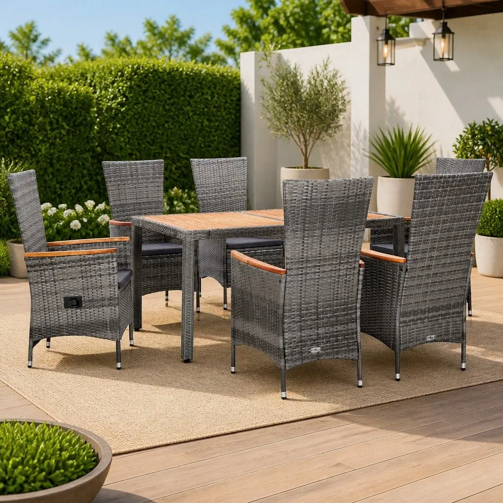 7 Piece Outdoor Dining Set in Grey