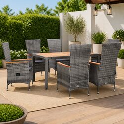 Stylish 7 Piece Outdoor Dining Set in Grey