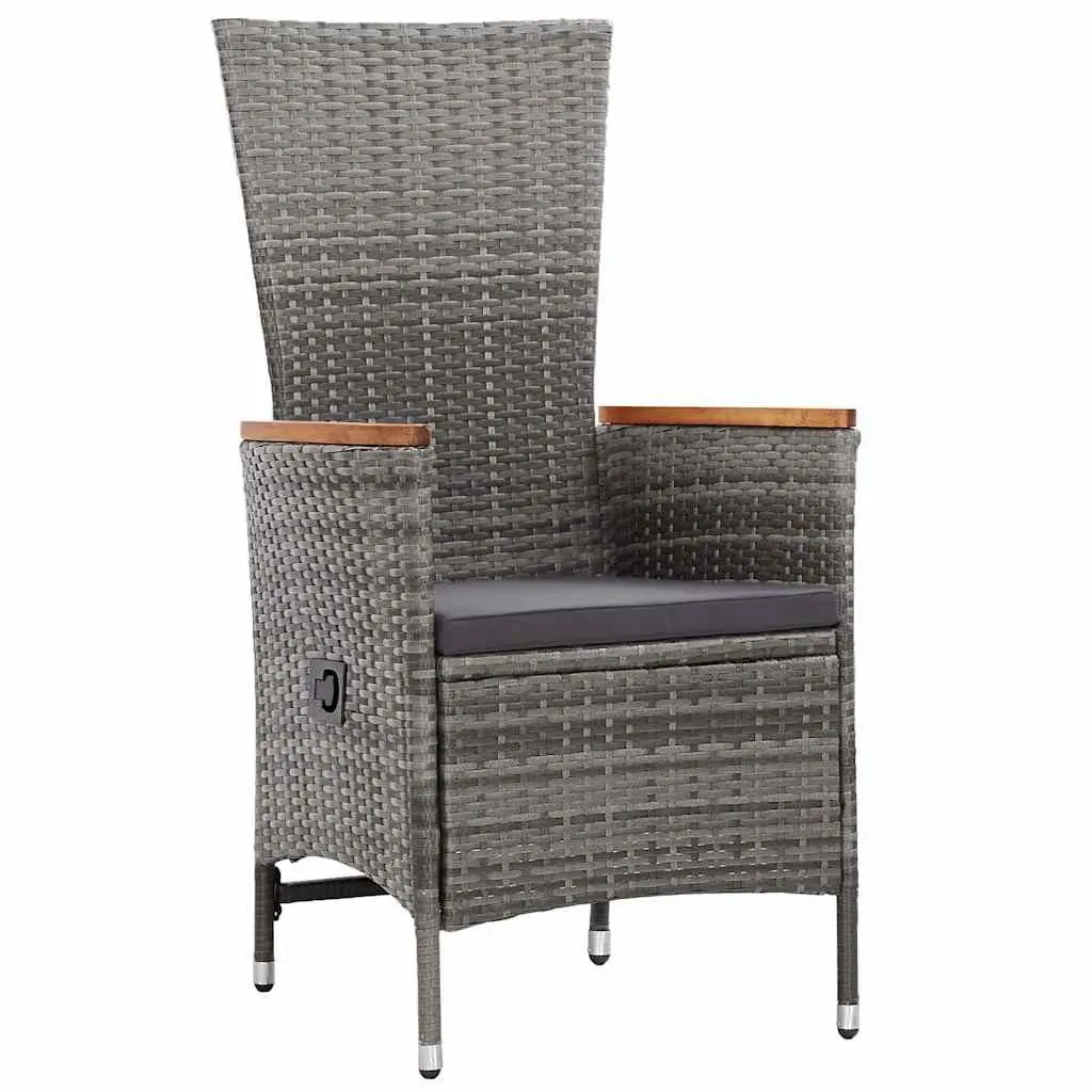 Outdoor Dining Set Poly Rattan 9 Piece Grey Garden Furniture with Cushions